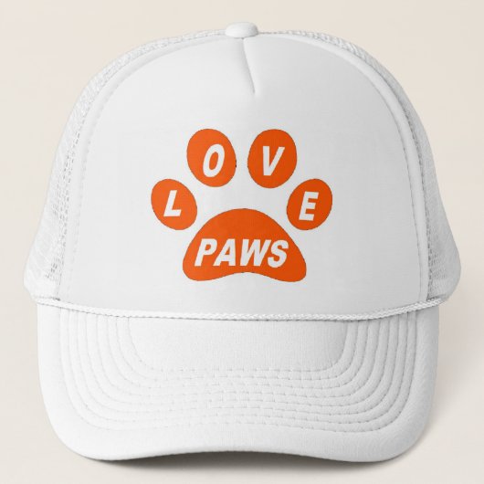 Hat-Liebe Paws Orange Truckerkappe (Vorderseite)