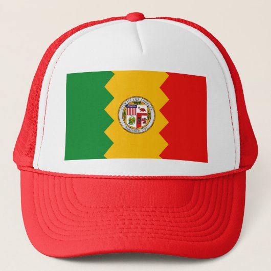 Hat mit Flag von Los Angeles, Kalifornien - USA Truckerkappe (Vorderseite)