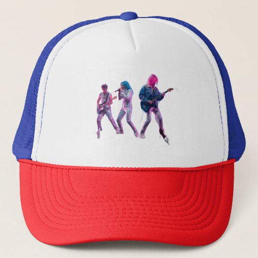 Hat Neon Synth Rock Band Retro Concert Trucker Hat Truckerkappe (Vorderseite)