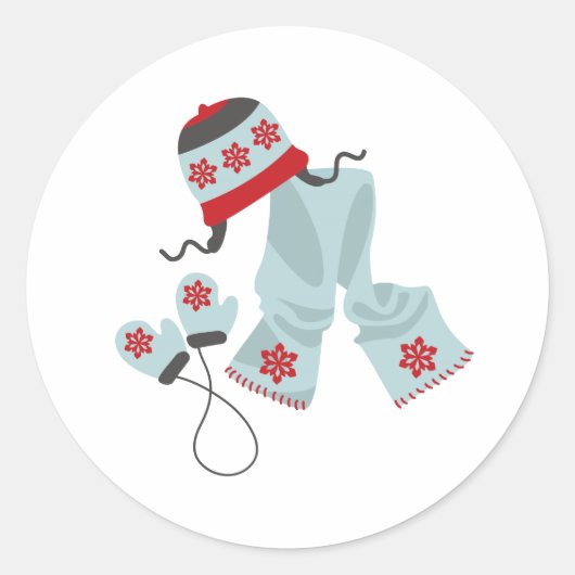 Hat Scarf & Mittens Runder Aufkleber (Vorderseite)