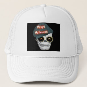 Hat Skeleton Head Happy Halloween Truckerkappe