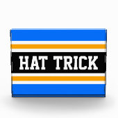 HAT TRICK Bright Blue Black Yellow Hockey Streifen Fotoblock (Vorderseite)