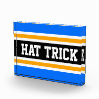 HAT TRICK Bright Blue Black Yellow Hockey Streifen