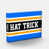 HAT TRICK Bright Blue Black Yellow Hockey Streifen Fotoblock (Links)