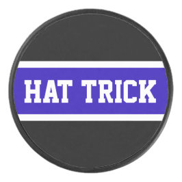HAT TRICK Bright Royal Blue White Black Streifen Eishockey Puck