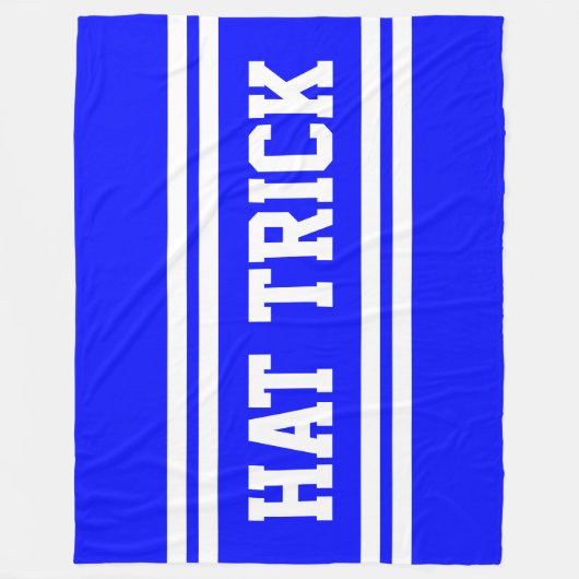 HAT TRICK Fun Bold Royal Blue White Hockey Strips Fleecedecke (Vorderseite)