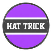 HAT TRICK Fun Helle Lila schwarze Streifen Eishockey Puck (Vorderseite)