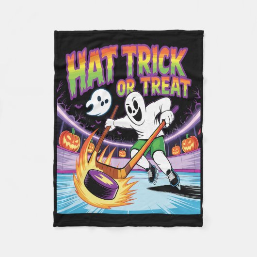 Hat Trick oder Streich Funny Eishockey-Geist Hallo Fleecedecke (Vorderseite)
