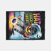 Hat Trick oder Streich Funny Eishockey Halloween K Fleecedecke (Vorderseite (Horizontal))