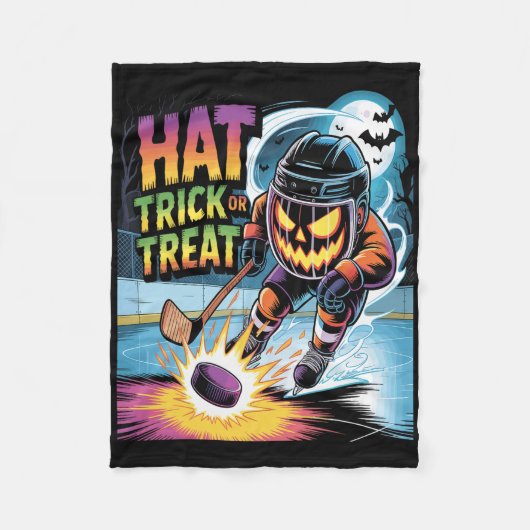 Hat Trick oder Streich Funny Eishockey Halloween K Fleecedecke (Vorderseite)