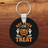 Hat Trick oder Treat Eishockeyspieler Halloween-Ko Schlüsselanhänger (Vorderseite)