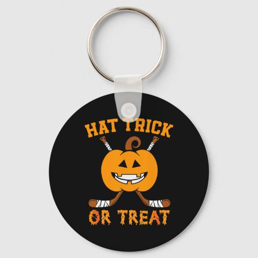 Hat Trick oder Treat Fun Eishockey Halloween Costu Schlüsselanhänger (Vorderseite)
