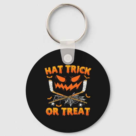 Hat Trick oder Treat Fun Eishockey Halloween Costu Schlüsselanhänger (Vorderseite)