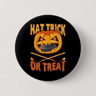 Hat Trick oder Treat Hockey Halloween Button