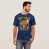Hat Trick oder Treat Hockey Halloween T-Shirt (Vorne ganz)