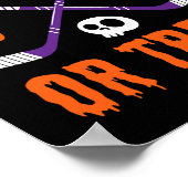 Hat Trick oder Treat Lustiges Hockey Halloween Kos Poster (Ecke)