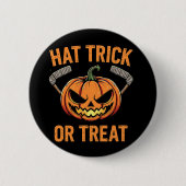 Hat Trick oder Treat Spooky Halloween Eishockey Button (Vorderseite)