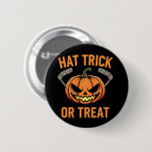 Hat Trick oder Treat Spooky Halloween Eishockey Button (Vorne & Hinten)