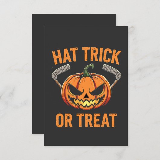 Hat Trick oder Treat Spooky Halloween Eishockey Einladung (Vorne/Hinten)