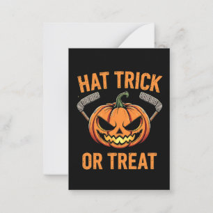 Hat Trick oder Treat Spooky Halloween Eishockey Mitteilungskarte