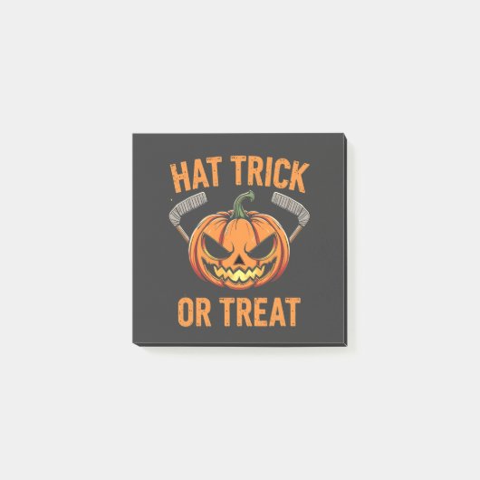Hat Trick oder Treat Spooky Halloween Eishockey Post-it Klebezettel (Vorderseite)