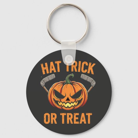 Hat Trick oder Treat Spooky Halloween Eishockey Schlüsselanhänger (Vorderseite)
