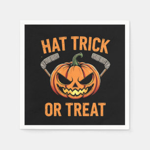 Hat Trick oder Treat Spooky Halloween Eishockey Serviette