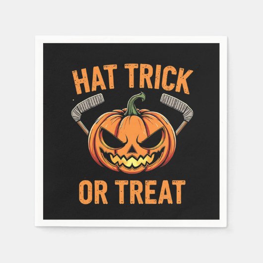Hat Trick oder Treat Spooky Halloween Eishockey Serviette (Vorderseite)