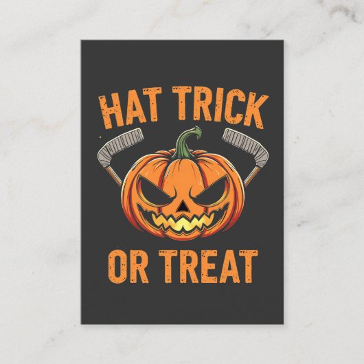 Hat Trick oder Treat Spooky Halloween Eishockey Visitenkarte (Vorderseite)