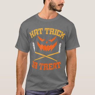 Hat Trick or Treat Ice Hockey Halloween Boy Men Pl T-Shirt