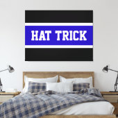 HAT TRICK Royal Blue Schwarz-weiß Hockey Strips Leinwanddruck (Insitu (Schlafzimmer))