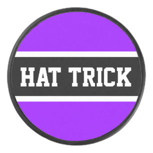 HAT TRICK Sportlicher Spaß Lila Weiß Schwarze Stre Eishockey Puck