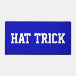 HAT TRICK Sporty White Hockey Text On Royal Blue Schreibtischunterlage