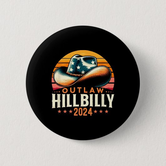 Hat US-Wahltag Vintage Gesetzlosigkeit Hillbilly 2 Button (Vorderseite)