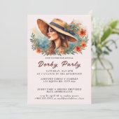 Hat Watercolor Derby Party Einladung (Stehend Vorderseite)