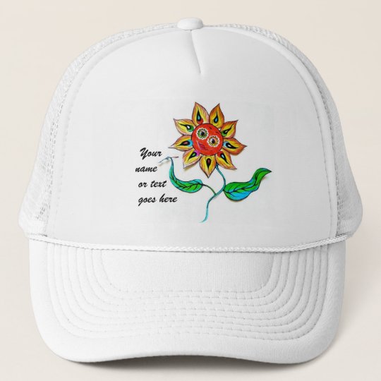 Hat Writing Sunflower Truckerkappe