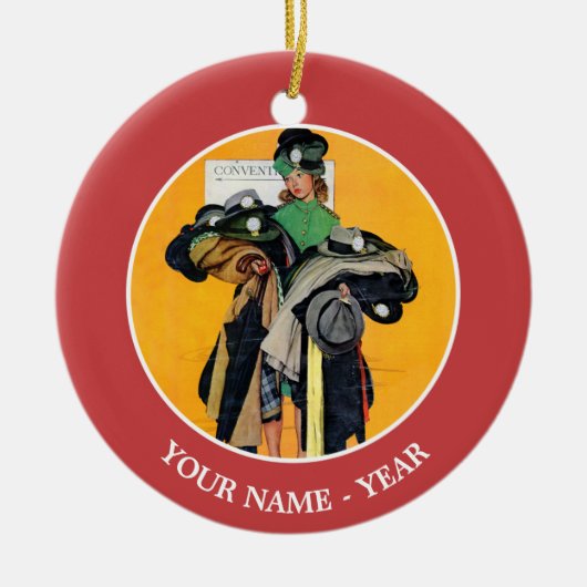 Hatcheck Girl Keramik Ornament (Vorne)