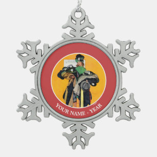 Hatcheck Girl Schneeflocken Zinn-Ornament