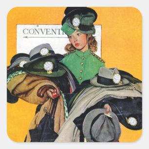 Hatcheck Mädchen Quadratischer Aufkleber