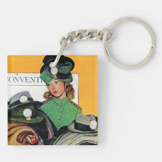 Hatcheck Mädchen Schlüsselanhänger (Rückseite)
