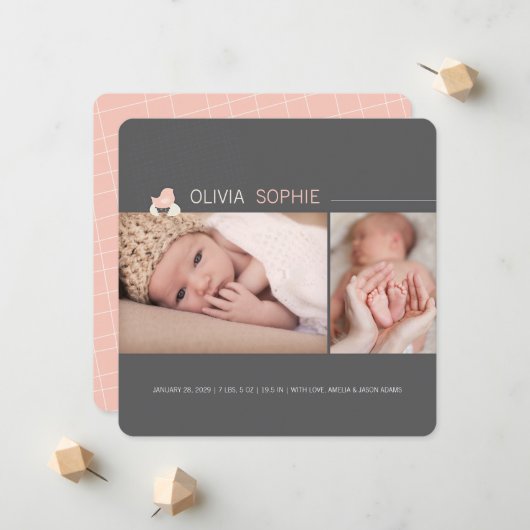 Hatched Egg Baby Chick Girl Geburtserklärung Ankündigung (Vorderseite/Rückseite Beispiel)