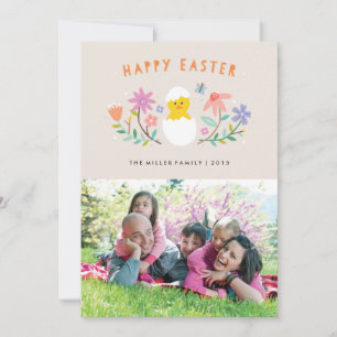 Hatched Oaster Card - Beige Feiertagskarte