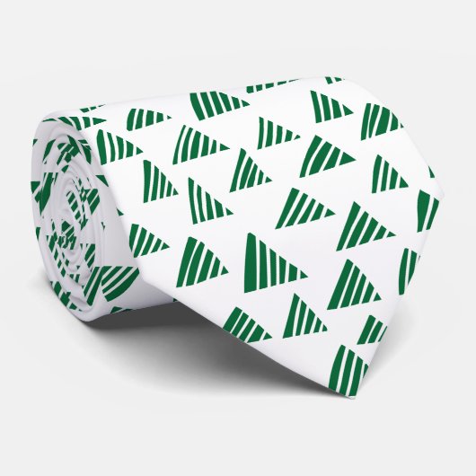 Hatched Triangle 250319 - Forest Green on White Krawatte (Gerollt)