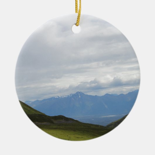Hatchers Durchlauf-Mountain View Alaska Keramikornament (Vorne)