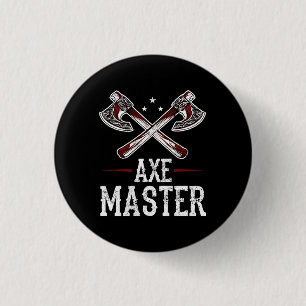 Hatchet Ax Throwing Lumberjack Ax Master Button