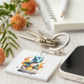 Hatching Baby Dragon kids Fantasy Schlüsselanhänger (Vorderseite rechts)