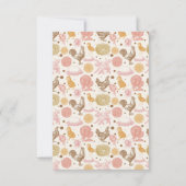 Hatching Bald Chicken Baby Girl Dusche Dankeskarte (Rückseite)