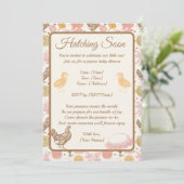 Hatching Bald Chicken Girl Baby Dusche Einladung (Stehend Vorderseite)