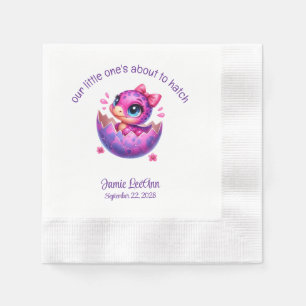 "Hatching bald" Lila Dinosaur Baby-Dusche Serviette