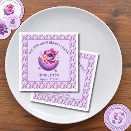 "Hatching bald" Lila Dinosaur Baby-Dusche Serviette